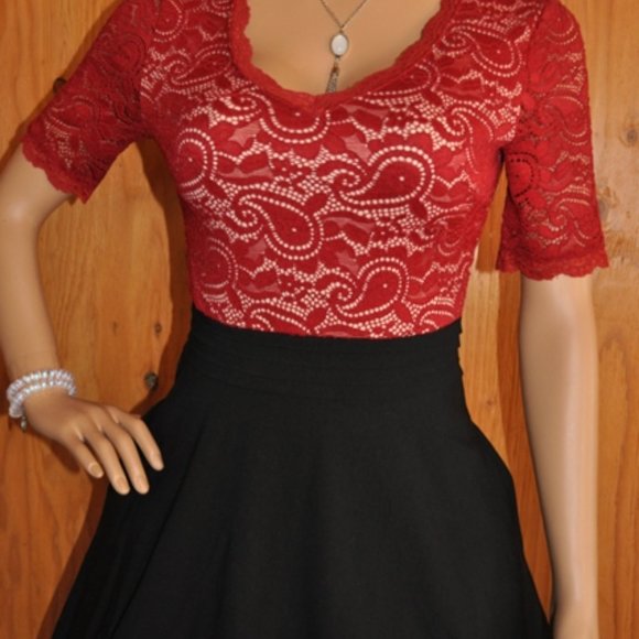 Dress Women's Retro Vintage lace short sleeve Rockabilly Classy 50's style - Picture 3 of 6